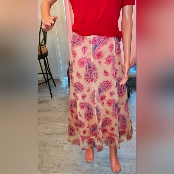 Linda Bertozzi Women's Vintage Light Pink Paisley Maxi Skirt - Picture 1 of 4